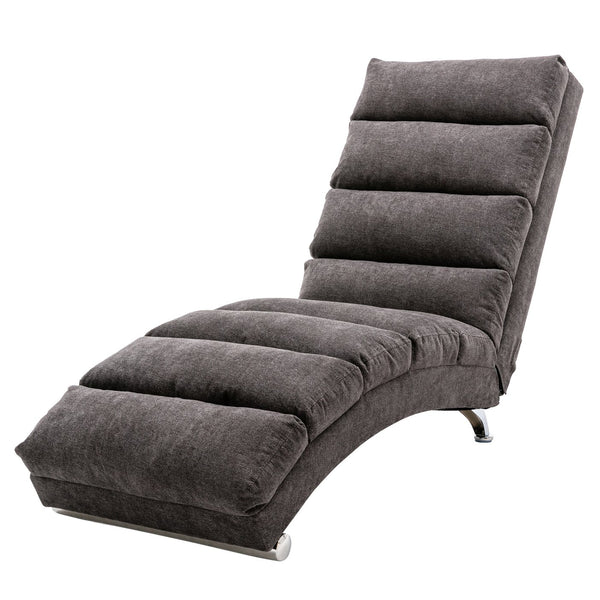 English Elm Linen Ergonomic Massage Chaise Lounge with Remote Control, 140° Recline, Heavy-Duty Frame, 5 Modes Dark Gray W39539626