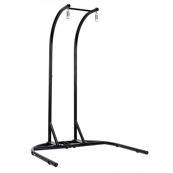 English Elm Charcoal Double-Seat Wicker Swing with Iron Stand, All-Weather PE Rattan, Dust Blue Cushions & Cover MWTF-9716KD3