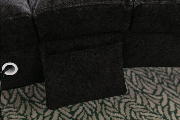English Elm COOLMORE Ergonomic Linen Chaise Lounge Recliner with 140° Massage, Durable Frame, Side Pocket, 300lb Capacity W39539627