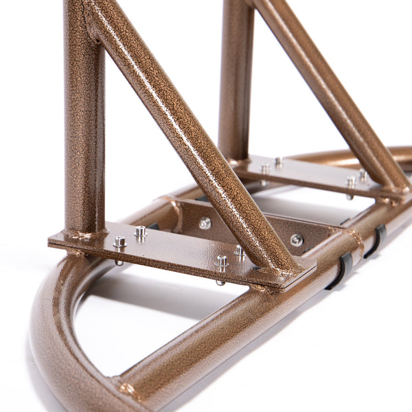 English Elm Brown Wicker Hanging Double-Seat Swing Chair with Iron Stand, UV‑Resistant Rattan, Beige Cushions 9716KD3-BB