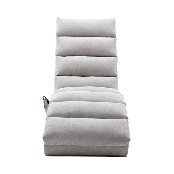 English Elm Linen Ergonomic Massage Chaise Lounge with Remote Control, 140° Recline, Heavy-Duty Frame, 5 Modes LIGHT GREY W39539625