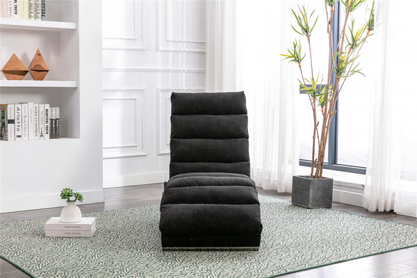 English Elm COOLMORE Ergonomic Linen Chaise Lounge Recliner with Massage, 140° Curved Long Lounger, 300lb Capacity W39539627