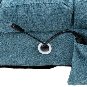 English Elm Linen Ergonomic Massage Chaise Lounge with Remote Control, 140° Recline, Heavy-Duty Frame, 5 Modes Blue W39539624