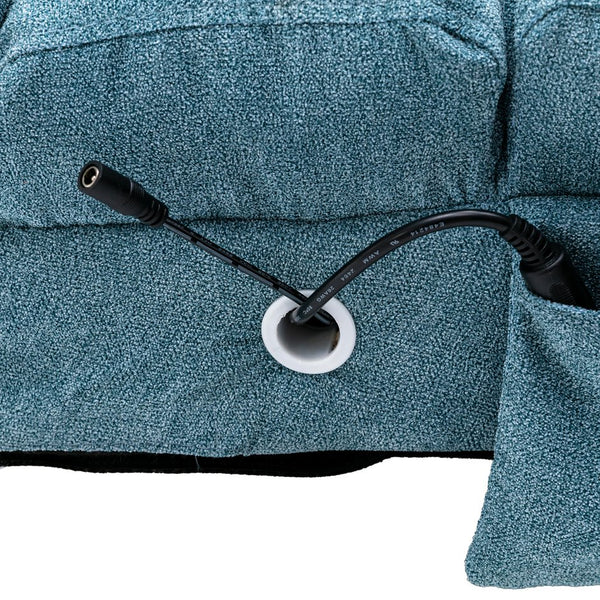 English Elm Linen Ergonomic Massage Chaise Lounge with Remote Control, 140° Recline, Heavy-Duty Frame, 5 Modes Blue W39539624