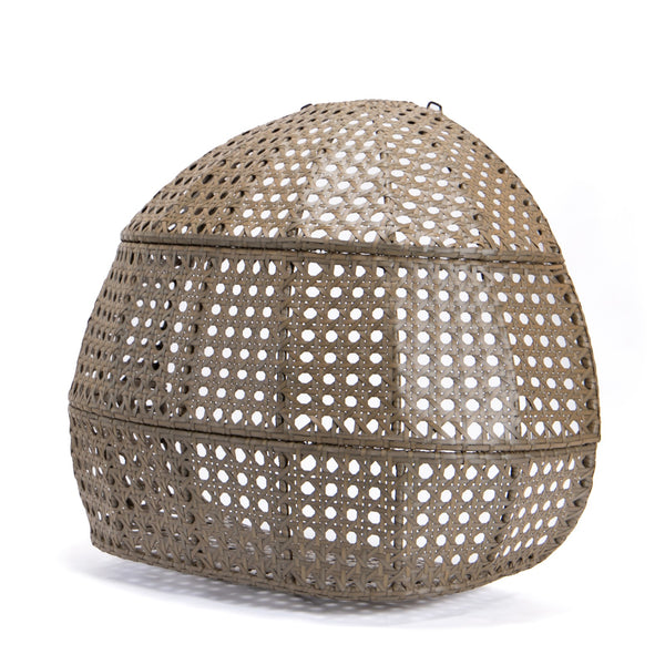 English Elm Brown Wicker Hanging Double-Seat Swing Chair with Iron Stand, UV‑Resistant Rattan, Beige Cushions 9716KD3-BB