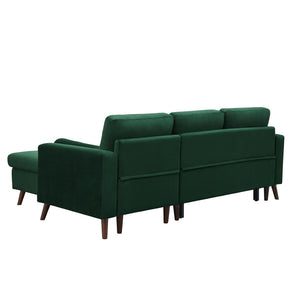 English Elm 88 Inch Velvet Sleeper Sectional Sofa with Reversible Chaise and Hidden Storage W668S00022