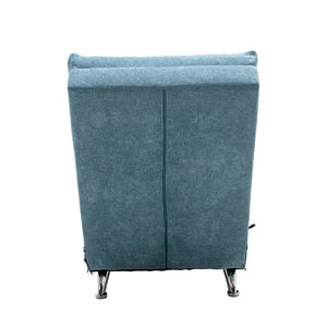 English Elm Linen Ergonomic Massage Chaise Lounge with Remote Control, 140° Recline, Foam Cushion Comfort and Sturdy Frame Blue W39539624