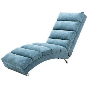 English Elm Linen Ergonomic Massage Chaise Lounge with Remote Control, 140° Recline, Heavy-Duty Frame, 5 Modes Blue W39539624