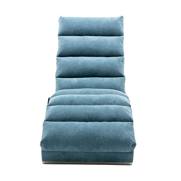 English Elm Linen Ergonomic Massage Chaise Lounge with Remote Control, 140° Recline, Heavy-Duty Frame, 5 Modes Blue W39539624