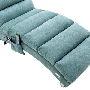 English Elm Linen Ergonomic Massage Chaise Lounge with Remote Control, 140° Recline, Heavy-Duty Frame, 5 Modes Teal W39539623