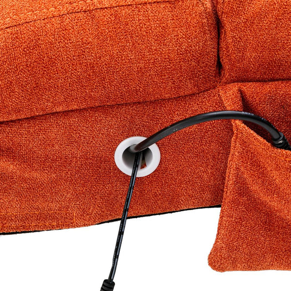 English Elm Linen Ergonomic Massage Chaise Lounge with Remote Control, 140° Recline, Foam Cushion Comfort and Sturdy Frame Orange W39539622