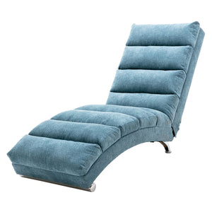 English Elm Linen Ergonomic Massage Chaise Lounge with Remote Control, 140° Recline, Foam Cushion Comfort and Sturdy Frame Blue W39539624