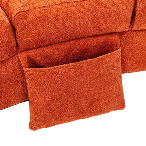 English Elm Linen Ergonomic Massage Chaise Lounge with Remote Control, 140° Recline, Heavy-Duty Frame, 5 Modes Orange W39539622
