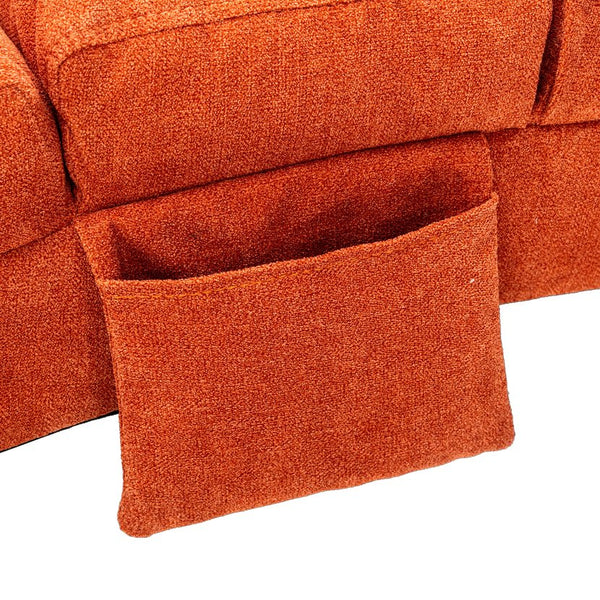 English Elm Linen Ergonomic Massage Chaise Lounge with Remote Control, 140° Recline, Heavy-Duty Frame, 5 Modes Orange W39539622