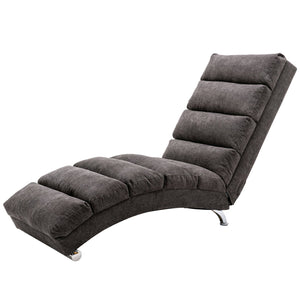 English Elm Linen Ergonomic Massage Chaise Lounge with Remote Control, 140° Recline, Heavy-Duty Frame, 5 Modes Dark Gray W39539626