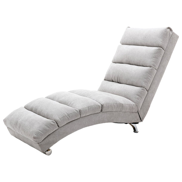 English Elm Linen Ergonomic Massage Chaise Lounge with Remote Control, 140° Recline, Heavy-Duty Frame, 5 Modes LIGHT GREY W39539625