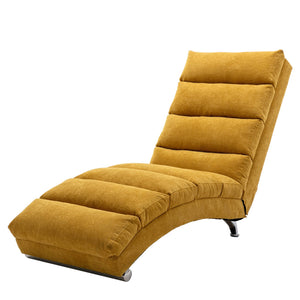 English Elm Linen Ergonomic Massage Chaise Lounge with Remote Control, 140° Recline, Heavy-Duty Frame, 5 Modes Mustard W39539621