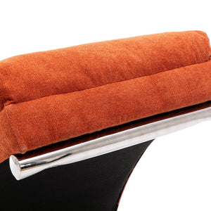 English Elm Linen Ergonomic Massage Chaise Lounge with Remote Control, 140° Recline, Foam Cushion Comfort and Sturdy Frame Orange W39539622