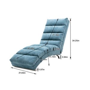 English Elm Linen Ergonomic Massage Chaise Lounge with Remote Control, 140° Recline, Foam Cushion Comfort and Sturdy Frame Blue W39539624