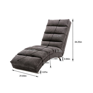 English Elm Linen Ergonomic Massage Chaise Lounge with Remote Control, 140° Recline, Heavy-Duty Frame, 5 Modes Dark Gray W39539626