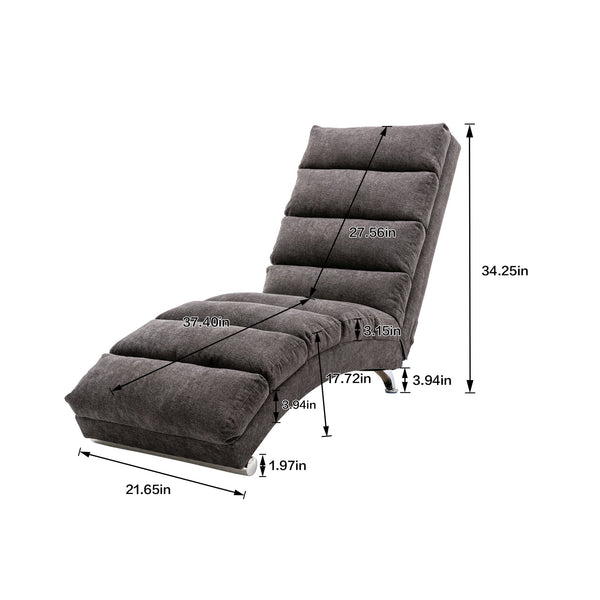 English Elm Linen Ergonomic Massage Chaise Lounge with Remote Control, 140° Recline, Heavy-Duty Frame, 5 Modes Dark Gray W39539626