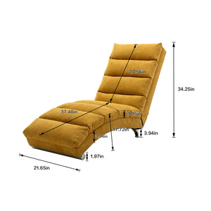 English Elm Linen Ergonomic Massage Chaise Lounge with Remote Control, 140° Recline, Foam Cushion Comfort and Sturdy Frame Mustard W39539621