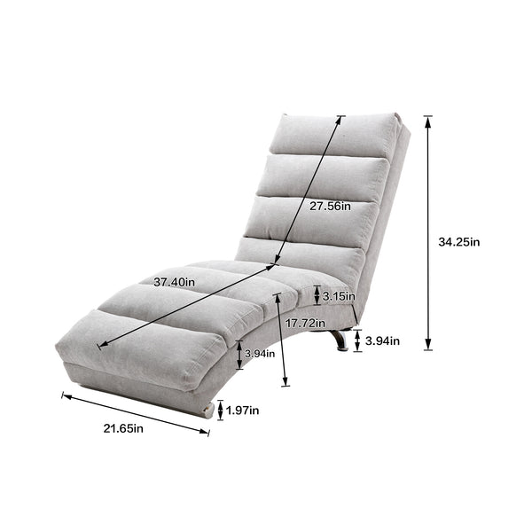 English Elm Linen Ergonomic Massage Chaise Lounge with Remote Control, 140° Recline, Foam Cushion Comfort and Sturdy Frame LIGHT GREY W39539625