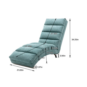 English Elm Linen Ergonomic Massage Chaise Lounge with Remote Control, 140° Recline, Heavy-Duty Frame, 5 Modes Teal W39539623