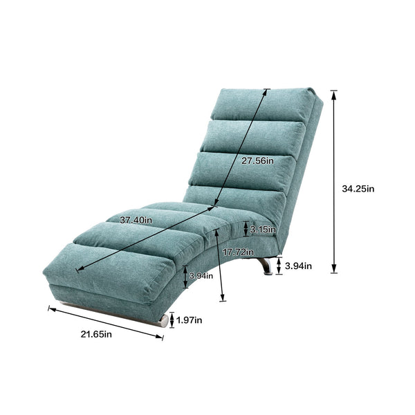 English Elm Linen Ergonomic Massage Chaise Lounge with Remote Control, 140° Recline, Heavy-Duty Frame, 5 Modes Teal W39539623