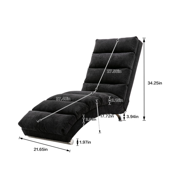 English Elm COOLMORE Ergonomic Linen Chaise Lounge Recliner with 140° Massage, Durable Frame, Side Pocket, 300lb Capacity W39539627