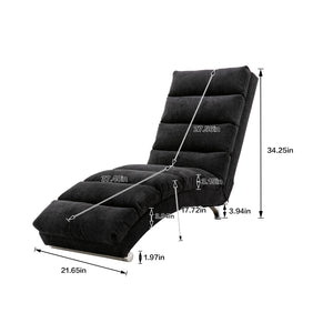 English Elm COOLMORE Ergonomic Linen Chaise Lounge Recliner with Massage, 140° Curved Long Lounger, 300lb Capacity W39539627
