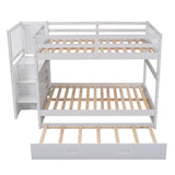 Hearth and Haven Full over Full Bunk Bed with Twin Trundle and 4 Drawers, White LT000126AAK