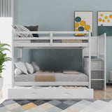 Hearth and Haven Full over Full Bunk Bed with Twin Trundle and 4 Drawers, White LT000126AAK