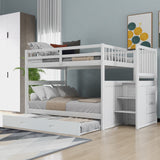 Hearth and Haven Full over Full Bunk Bed with Twin Trundle and 4 Drawers, White LT000126AAK