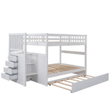 Hearth and Haven Full over Full Bunk Bed with Twin Trundle and 4 Drawers, White LT000126AAK