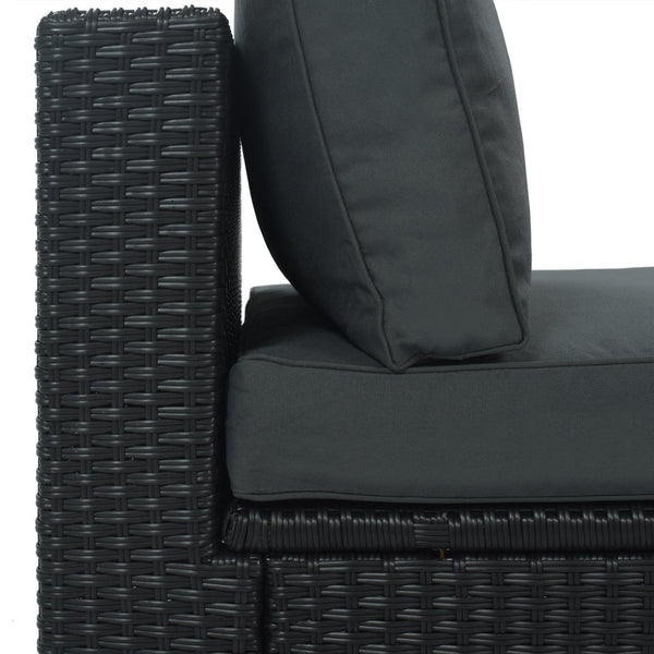 English Elm Go 7 Piece Outdoor Pe Wicker Sectional Set with Steel Frame and Striped Accent Pillows Gray FG201212AAE