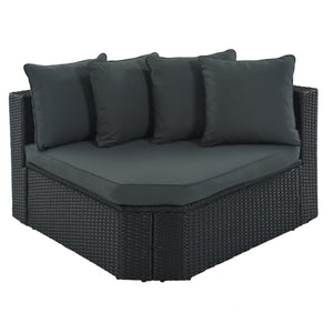 English Elm Go 7 Piece Outdoor Pe Wicker Sectional Set with Steel Frame and Striped Accent Pillows Gray FG201212AAE