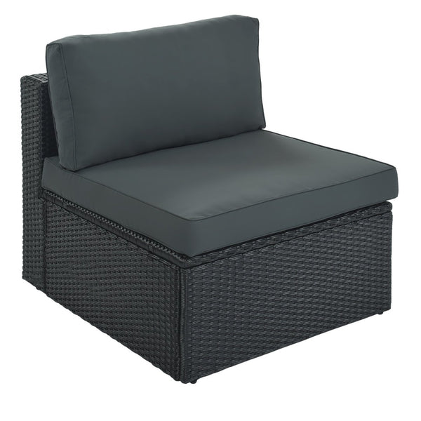 English Elm Go 7 Piece Outdoor Pe Wicker Sectional Set with Steel Frame and Striped Accent Pillows Gray FG201212AAE