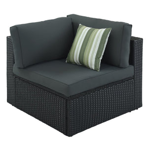 English Elm Go 7 Piece Outdoor Pe Wicker Sectional Set with Steel Frame and Striped Accent Pillows Gray FG201212AAE