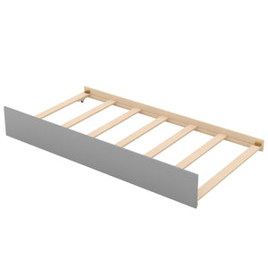 English Elm Twin Twin-over-Twin Bunk Bed with Trundle, Solid Wood Slat Support, Guardrail & Built-In Storage for Three Sleeps Gray SM000304AAE-1