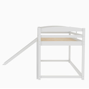 English Elm Twin Convertible Bunk Bed with Slide and Built-In Ladder, Space-Saving Pine/MDF Design for Kids White WF286601AAK