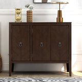 Hearth and Haven Tatum 3-Door Wood Storage Cabinet with Adjustable Shelf, Brown WF297767AAD