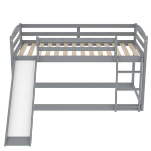 English Elm Twin Convertible Bunk Bed with Slide and Built-In Ladder, Space-Saving Pine/MDF Design for Kids Gray WF286601AAE