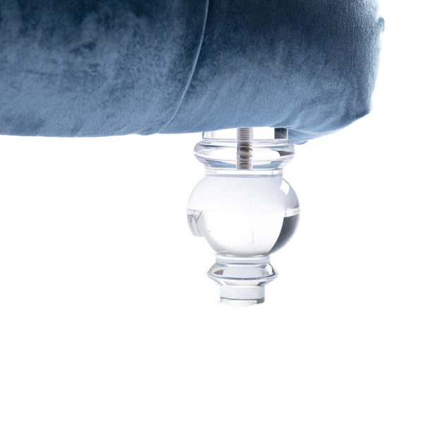 English Elm Velvet Curved Chaise Lounge Sofa with Button-Tufted Upholstery, Plush Foam Seat and Acrylic Legs Light Blue W39538684
