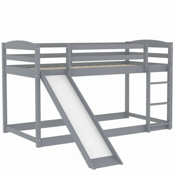 English Elm Twin Convertible Bunk Bed with Slide and Built-In Ladder, Space-Saving Pine/MDF Design for Kids Gray WF286601AAE