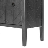 Hearth and Haven Tatum 3-Door Wood Storage Cabinet with Adjustable Shelf, Grey WF297767AAE