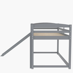 English Elm Twin Convertible Bunk Bed with Slide and Built-In Ladder, Space-Saving Pine/MDF Design for Kids Gray WF286601AAE