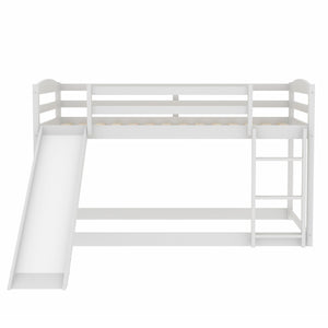 English Elm Twin Convertible Bunk Bed with Slide and Built-In Ladder, Space-Saving Pine/MDF Design for Kids White WF286601AAK