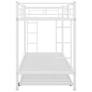 English Elm Twin Over Metal Bunk Bed with Trundle Dual Ladders White Steel Frame MF286642AAK