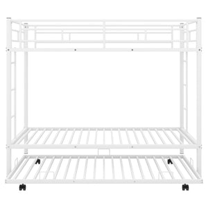English Elm Twin Over Metal Bunk Bed with Trundle Dual Ladders White Steel Frame MF286642AAK